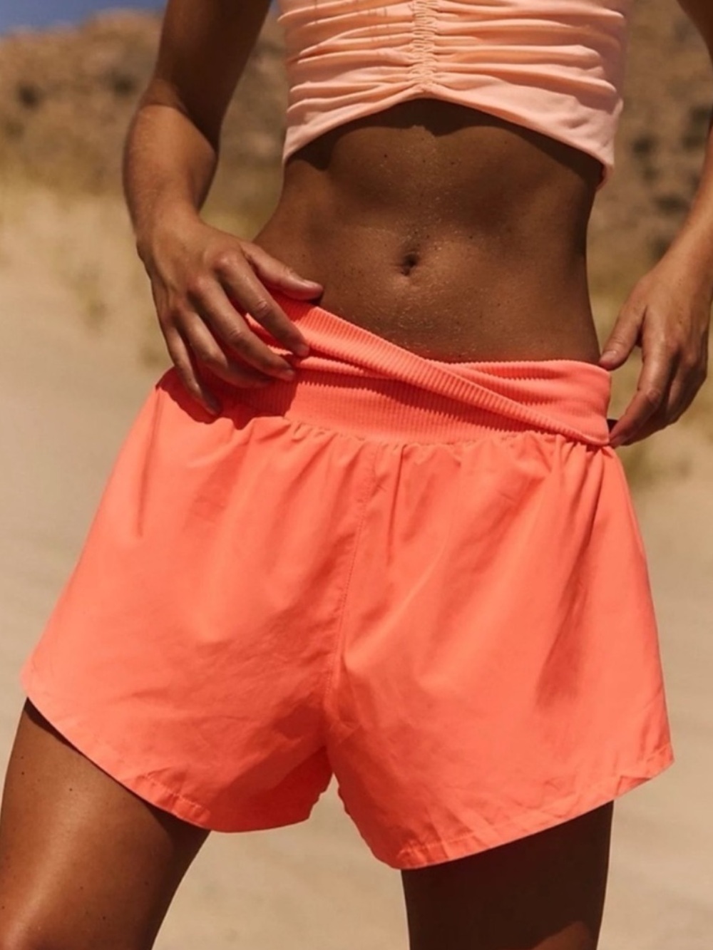 New Free People Movement Carpe Diem Shorts Neon Coral XL